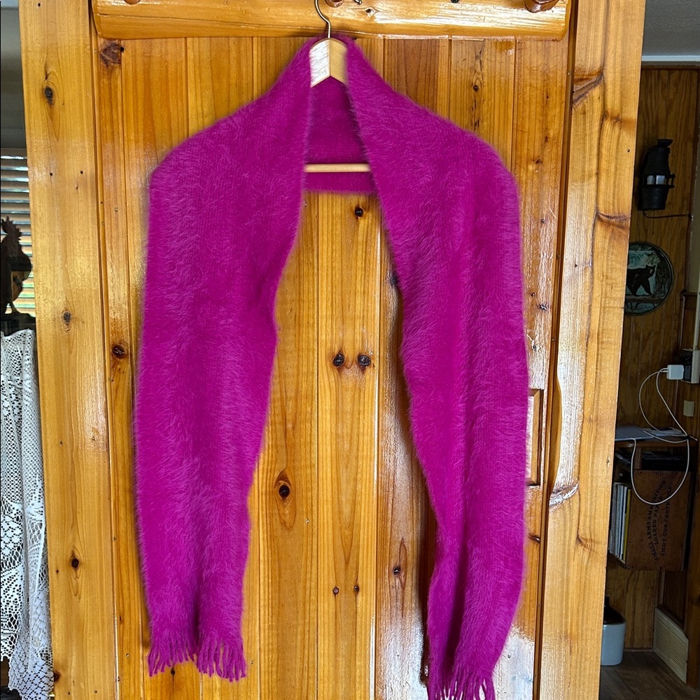 Magenta Angora Long Scarf - Women Accessories
